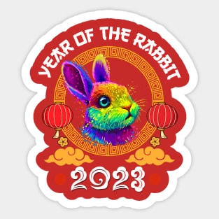 Happy Chinese New Year 2023 Year Of The Rabbit Pop Art Sticker